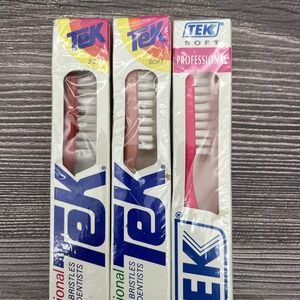Tek Professional Toothbrush Full Head SOFT Straight Sealed Vtg 1991 Pack of 3